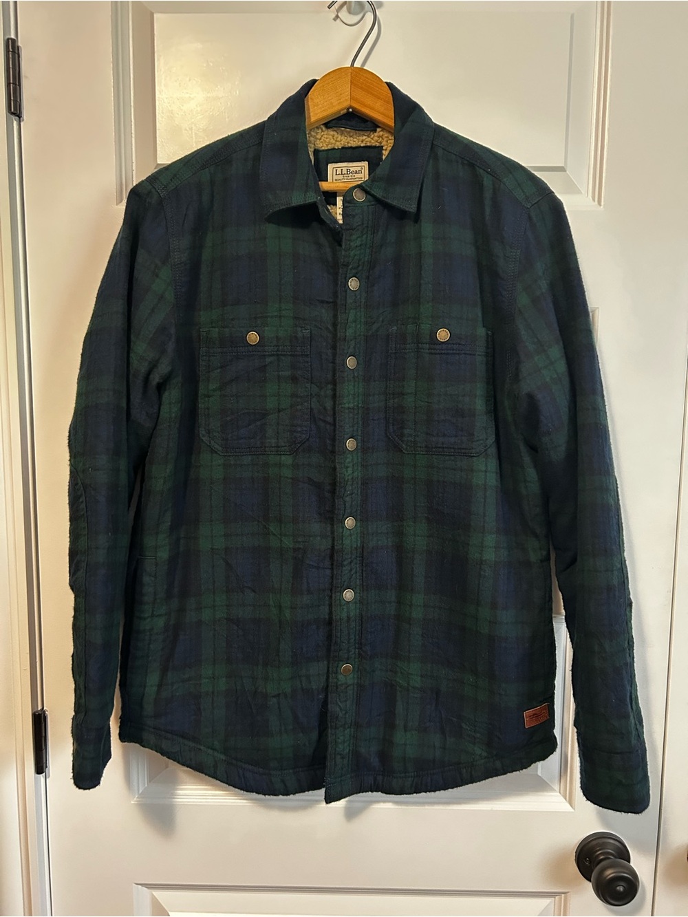 L.L. Bean Scotch Plaid Sherpa-Lined Snap Shirt Jacket
